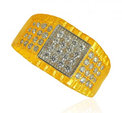 22 Karat Gold Mens CZ Ring ( Mens Signity Rings )