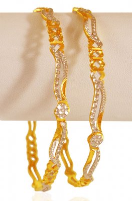 22kGold Two Tone Bangle (2 pc) ( Gold Bangles )