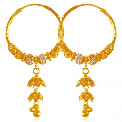 22kt Gold Two Tone Hoop Earrings  ( Hoop Earrings )