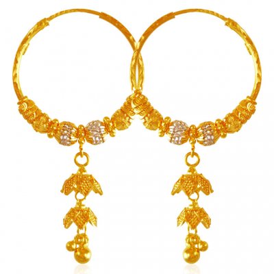 22kt Gold Two Tone Hoop Earrings  ( Hoop Earrings )