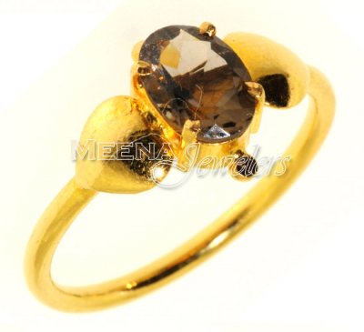 22kt Gold Ring with Colored CZ ( Ladies Rings with Precious Stones )
