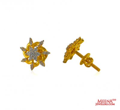 22 Karat Fancy Gold Tops with CZ  ( Signity Earrings )