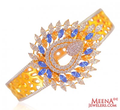 22 Kt Gold Designer Stones Kada ( Stone Bangles )