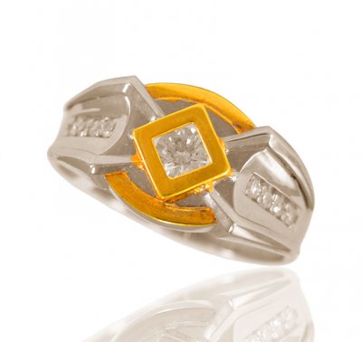 Two Tone Men Fancy Ring 18K ( Mens Signity Rings )