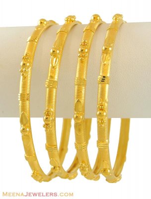 Indian Gold Bangles(set of 4) - BaGo8743 - 22k gold hand made bangles ...