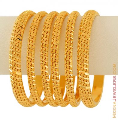 22Kt Gold hand made Bangles set of six with Diamond Cuts - BaSt6282 ...