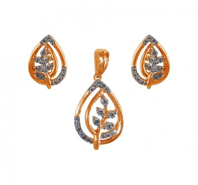 18KT Rose Gold Diamond Pendant Set ( Diamond Pendant Sets )