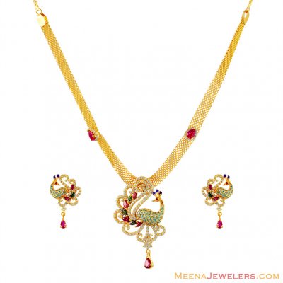 Stunning 22K Peacock Neckalce Set ( Gold Designer Sets )