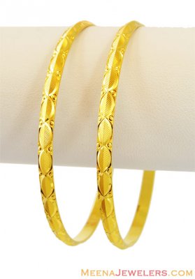 22K Gold Machine Bangles(2 pcs) ( Gold Bangles )