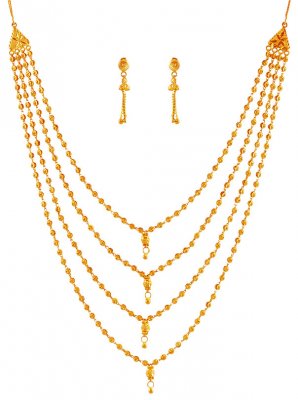 22k Gold Layered Necklace Set ( 22 Kt Gold Sets )