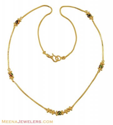 Meenakari Ball Chain ( 22k Gold) ( 22Kt Gold Fancy Chains )