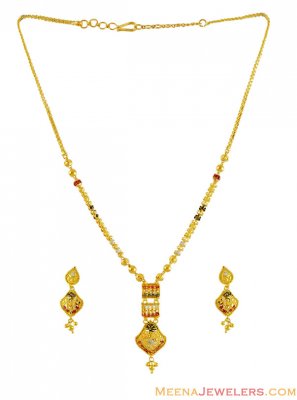 22K Gold Three Tone Necklace Set ( Light Sets )