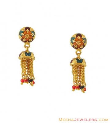 Indian Meenakari Earrings ( 22Kt Gold Fancy Earrings )