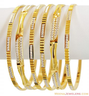 22k Two Tone Bangles Set(6 pcs) ( Two Tone Bangles )