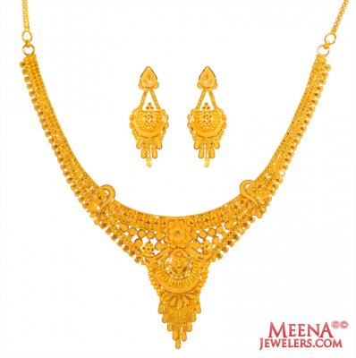 22 Karat Gold Necklace Earring Set ( 22 Kt Gold Sets )