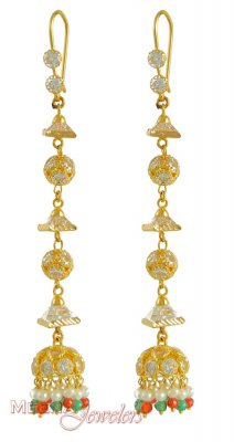 Gold Long Fancy Earrings ( Long Earrings )