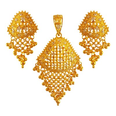 22karat Gold Two Tone Pendant Set ( Gold Pendant Sets )