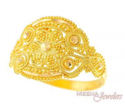 22k Filigree Designer Ring ( Ladies Gold Ring )