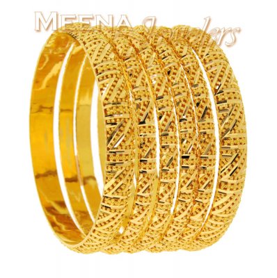 22 Kt Gold Hand Made Bangles Set of Six ( Set of Bangles )