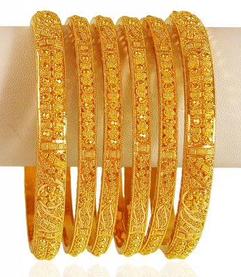 22k Gold Bangles (6 Pc) ( Set of Bangles )