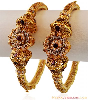 22K Authentic Antique Kada(2 Pc) ( Antique Bangles )