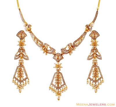 22k Designer Signity Pearl Set  ( Gold Designer Sets )