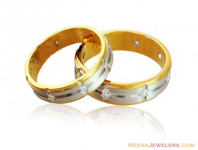 2 Tone Bridal Wedding Band Set Gold 22k ( Wedding Bands )