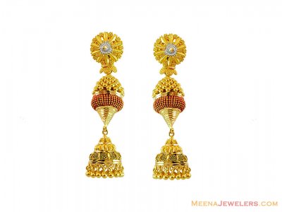 22K Gold Chandelier Earrings  ( 22Kt Gold Fancy Earrings )