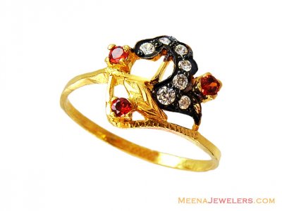 22k Colored Stones Ring  ( Ladies Rings with Precious Stones )
