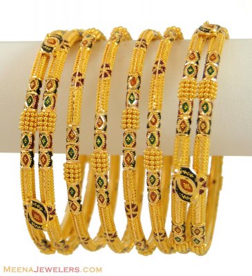 Gold MeenaKari Bangles (set of 6) ( Set of Bangles )