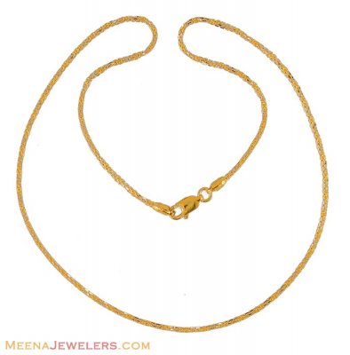 22 K Gold Chain with Rhodium Finish ( Plain Gold Chains )