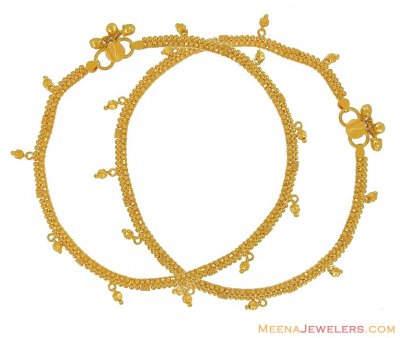 22K Gold Designer Payal ( Pair) ( Gold Anklets )