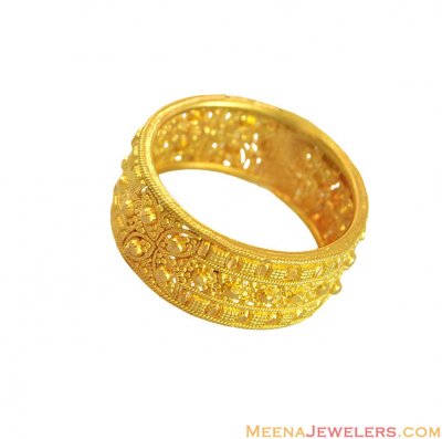 22K Fancy Ladies Wide Band ( Ladies Gold Ring )