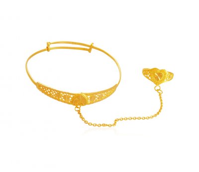 Fancy Kada with Ring 22k Gold ( Baby Bangles )