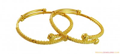 Filigree Fancy Baby Kadas 22k Gold ( Baby Bangles )