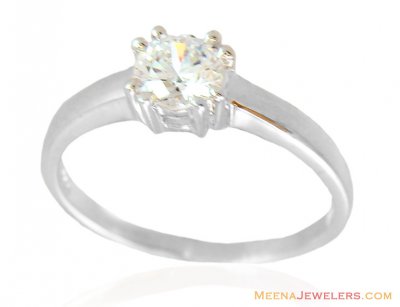 18Kt White Gold Single Stone Ring ( Ladies White Gold Rings )