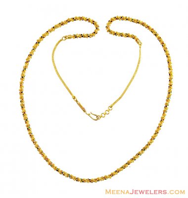 22K Designer Meena Long Chain - ChLo14062 - 22Kt Gold Long Ladies Chain ...