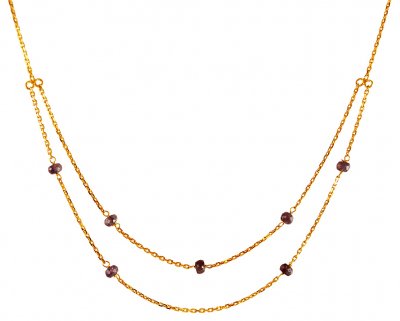 22K Gold Blue Sapphire Beads Chain ( 22Kt Gold Fancy Chains )