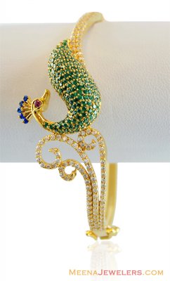 22k Stone Peacock Bangle ( Stone Bangles )