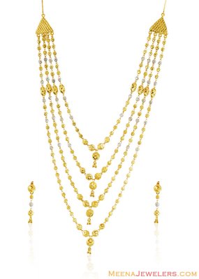 22K Two Tone Layered Necklace Set ( 22 Kt Gold Sets )