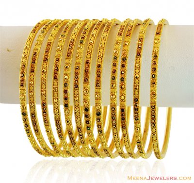 22K Gold Meenakari Bangles Set  ( Set of Bangles )