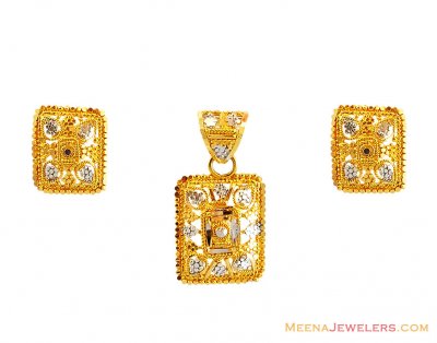 Two Tone Pendant Set Gold 22k  ( Gold Pendant Sets )