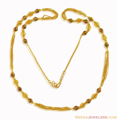 Gold Meenakari Layered Chain ( 22Kt Gold Fancy Chains )