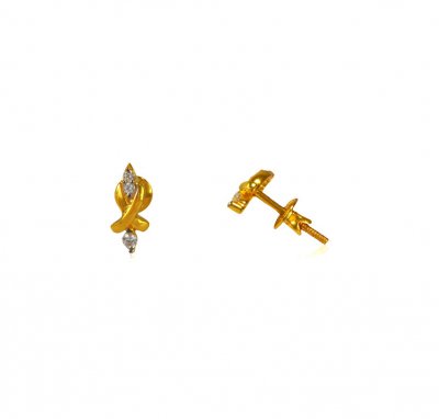 Gold Tops with CZ (22 Karat) ( Signity Earrings )