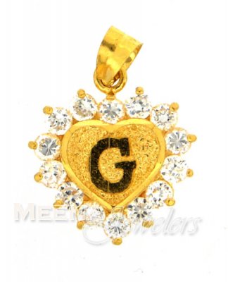 22Kt Gold Pendant with Initial(G) ( Initial Pendants )