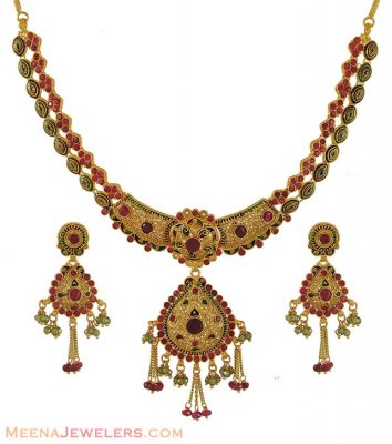 Antique Meenakari Necklace Set ( Antique Necklace Sets )