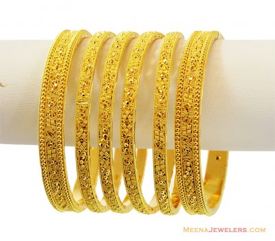 (6 Pcs) Filigree Bangles Set 22k  ( Set of Bangles )