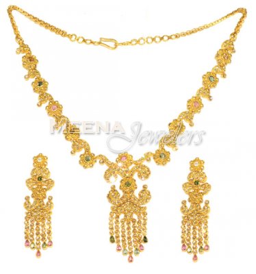 22Kt Gold Diamond Necklace Sets ( Diamond Necklace Sets )