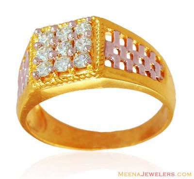 22k Gold Mens Two Tone Ring ( Mens Signity Rings )