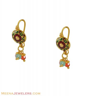 22k Meenakari Earrings ( 22Kt Gold Fancy Earrings )